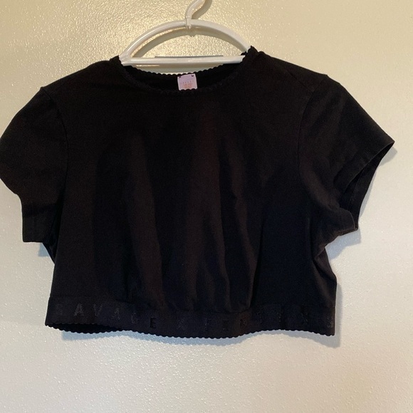 Savage X Fenty Tops - Savage X Fenty SPORTS BRA - CROP TEE SPORTS BRA - shirt BLACK 1X